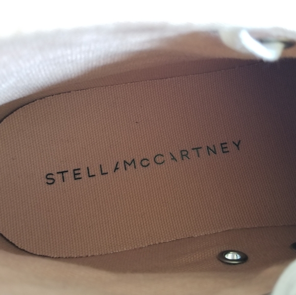 Stella McCartney Cotton Lace Up Sneakers Size 39 White Tan - Picture 8 of 11